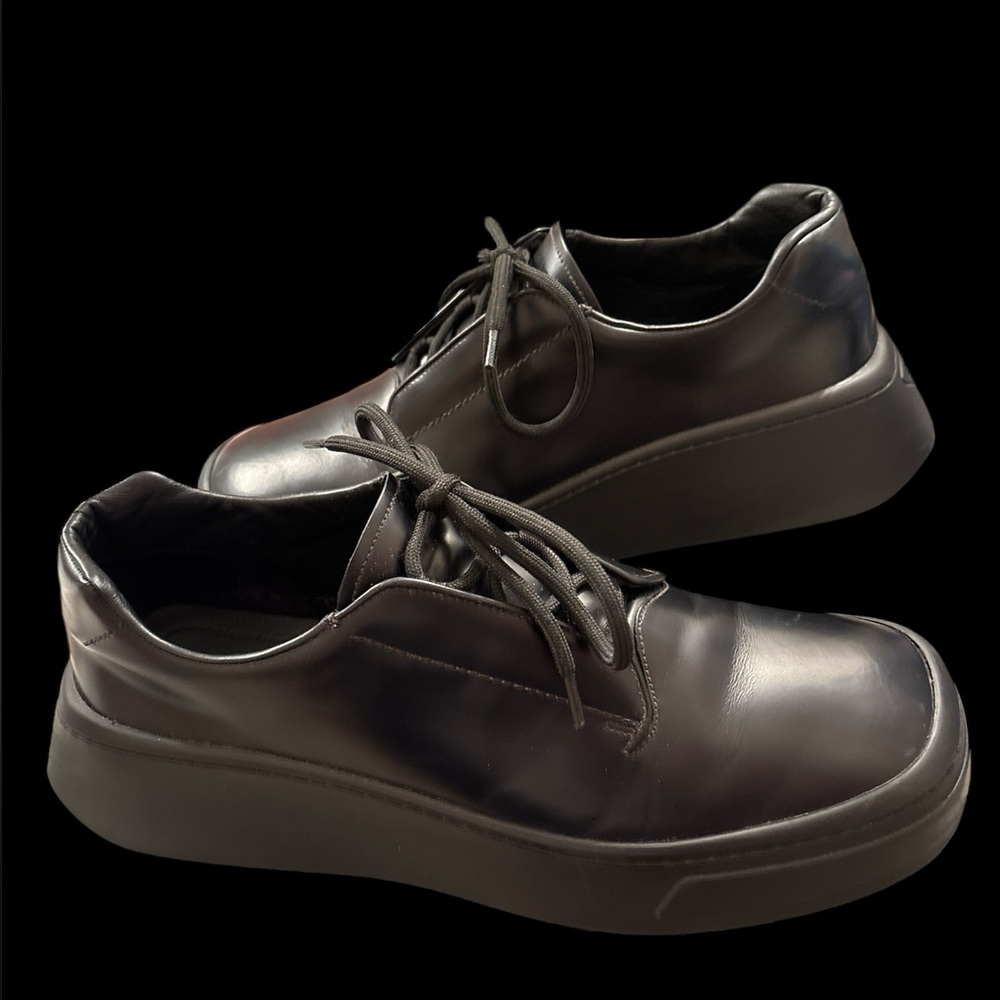 PRADA 2EG312 Chunky Black Leather Men Shoes Sz 11 US Sneakers (Run Very Large) - Picture 3 of 6